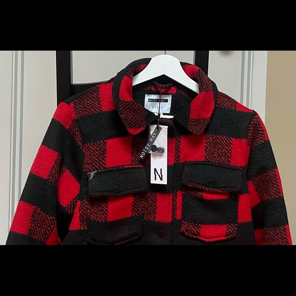NWT | Womens Noisy May Flannel Jacket | Black & Red - Picture 3 of 16